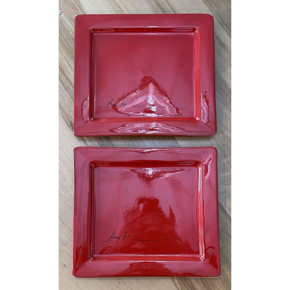 Mamma Ro Pottery Classic Red‎ 8.5" x 9.5" Rectangular Luncheon Plate Italy